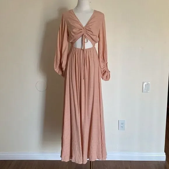 Aura the Label Peach Maxi Cutout Dress Size Small New With Tags - Picture 5 of 15